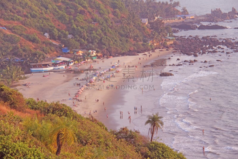 印度,果阿,人,海洋,海滩,在上面,海湾,礁湖海滩,看风景,热带气候