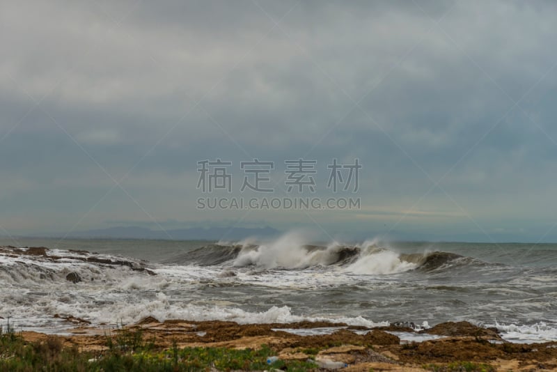 暴风雨,西班牙,2015年,地中海,两只动物,十一月,曼加,穆尔西亚,自然,风