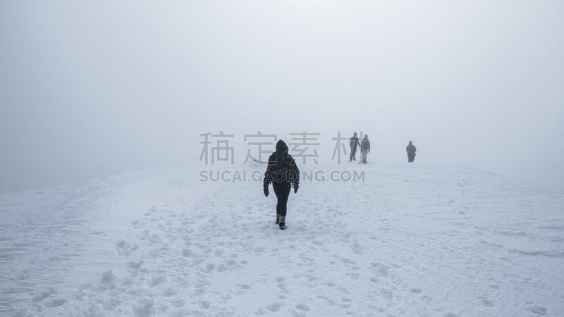 雪,山脉,人,新西兰,徒步旅行,俄亥俄河,活力,寒冷,体育团队,云景