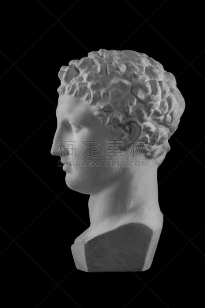White plaster bust sculpture portrait of the men Hermes