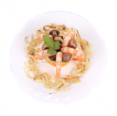 沙拉,食用菌,虾,横截面,部分,清新,食品,柠檬,熟的,煮食