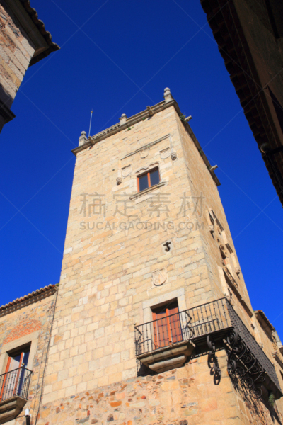 卡塞雷斯,埃斯特雷马杜拉,西班牙,横截面,建筑改造,摩尔人风格,垂直画幅,无人,户外,石材
