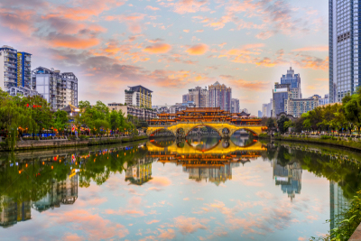 成都,风景,晋江,水,美,水平画幅,夜晚,传统,古老的,行人