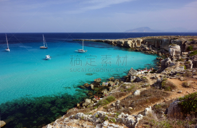 海滩,地中海,群岛,水平画幅,无人,海港,夏天,户外,法维尼亚纳,海景