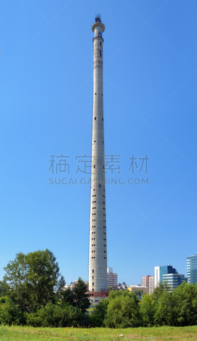 不完全的,俄罗斯,叶卡捷林堡,无线电通信塔,垂直画幅,天空,绿色,无人,蓝色,夏天