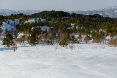 山,盆地,火山口,自然,万代山,风景,图像,雪,福岛县,春天