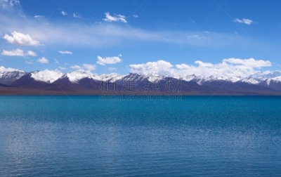 湖,纳木错,水,天空,水平画幅,雪,无人,蓝色,石材,高处