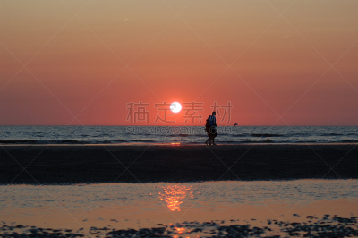 伴侣,天空,水平画幅,橙色,经济特区,户外,太阳,海洋,红色,荷兰