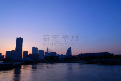 曙暮光,横滨,天空,美,旅游目的地,水平画幅,无人,日本,户外,都市风景