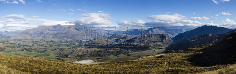 新西兰,皇后镇,旅游目的地,水平画幅,无人,全景,户外,山脉,蹄冠峰,山