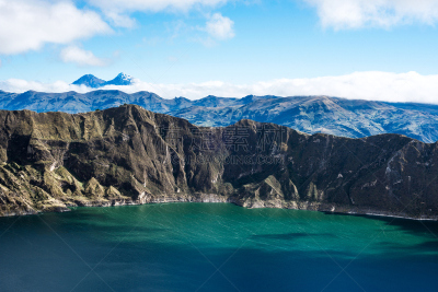 基洛托阿火山,厄瓜多尔,安地斯山脉,泻湖,火山,在下面,阿尔蒂普拉诺山脉,雪花莲,火山喷口,天空