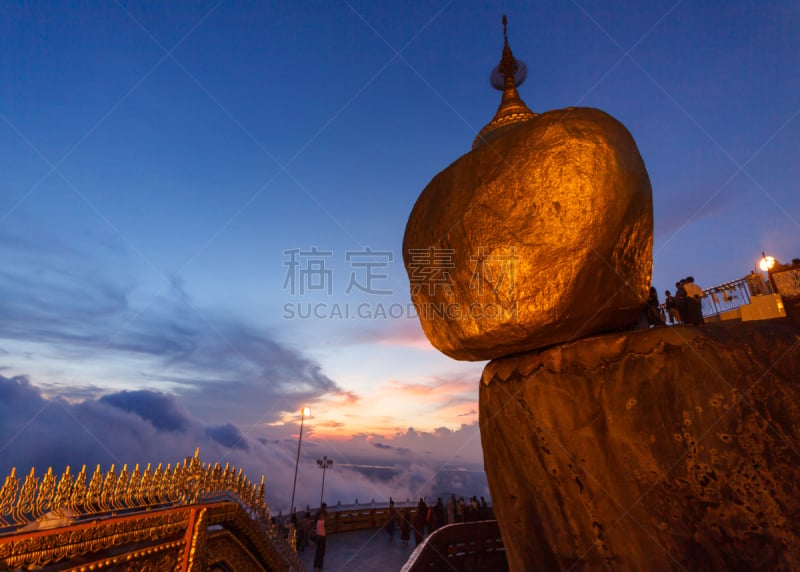 吉谛瑜佛塔,缅甸,庇古,朝拜者,天空,灵性,水平画幅,曙暮光,佛塔,非凡的