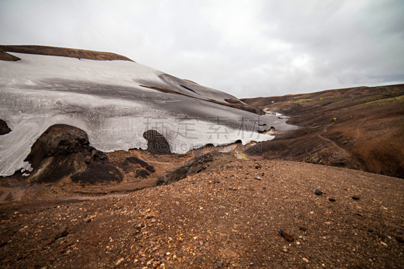 冰岛国,地形,冷,兰德玛纳,水,天空,水平画幅,雪,火山地形,夏天