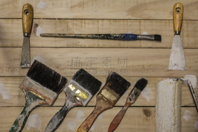 画笔,木制,工具,背景,新的,水平画幅,古老的,组物体,特写