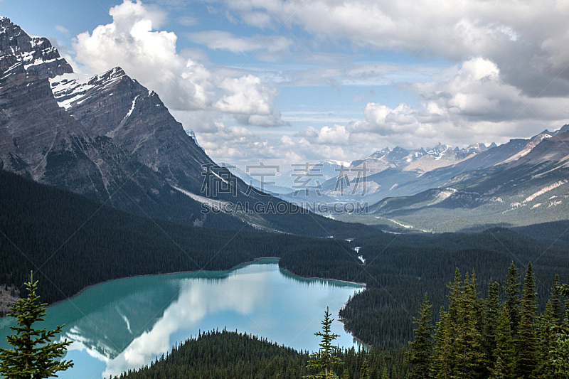 湖,狗,水平画幅,地形,无人,加拿大落基山脉,云,风景,户外,山脉