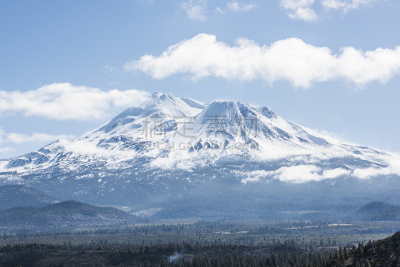 夏士塔山,冬天,雪山,火山,沙旋,休眠火山,半干旱,卡斯基德山脉,秃树,天空