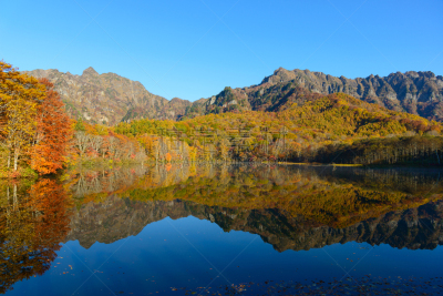 秋天,冈谷,池塘,水平画幅,长野县,无人,日本,户外,山,风景