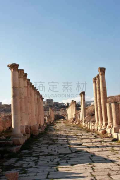 约旦,中东,远古的,杰拉什,柱子,北天门,十城区,月亮女神阿蒂米斯,古典柱顶