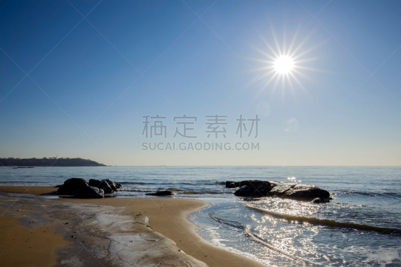 海滩,冬天,风景,水,天空,美,水平画幅,户外,海景,地平线