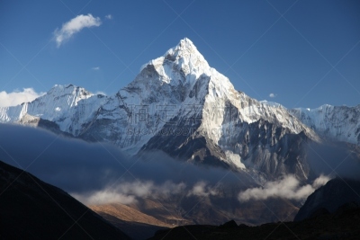 阿马达布朗峰,khumbu glacier,冰瀑,坤布,天空,水平画幅,雪,无人,喜马拉雅山脉,户外