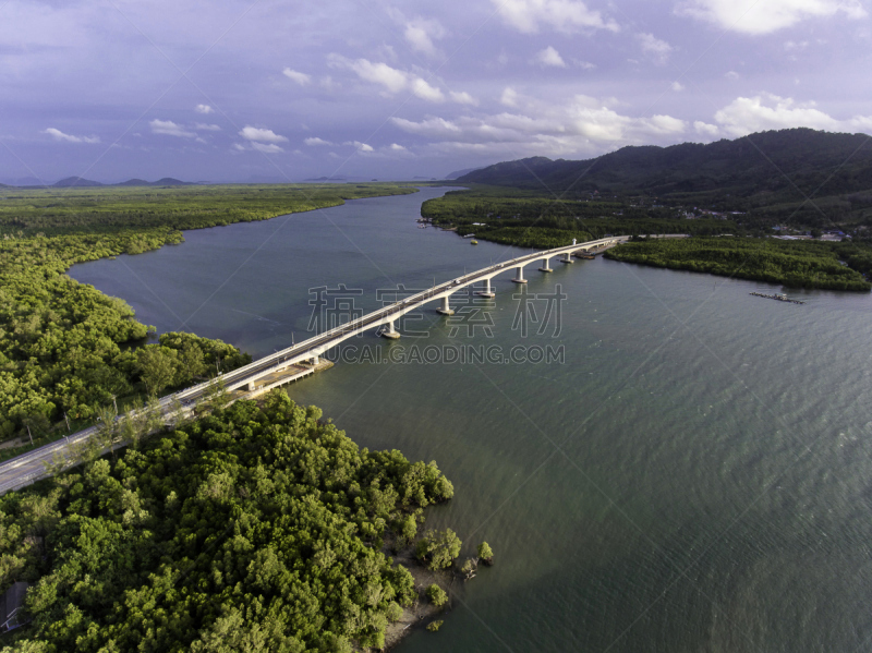 蓝塔岛,泰国,甲米,桥,高架道路,水平画幅,无人,户外,多车道公路,现代