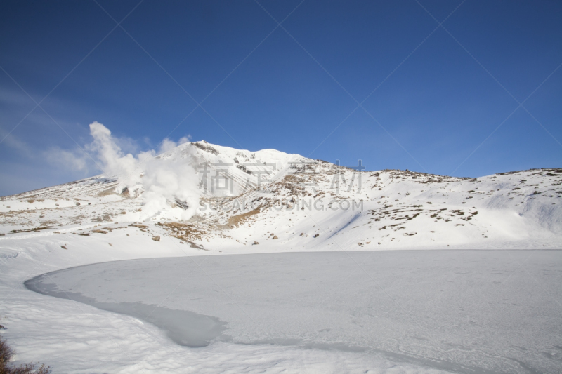 山,水平画幅,雪,无人,旭岳火山,夏天,户外,硫磺,高处,运动