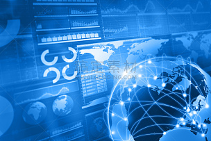 全球商务,地球形,蓝色背景,全球财政,全球通讯,大数据,图表,股市和交易所,行星,计算机软件