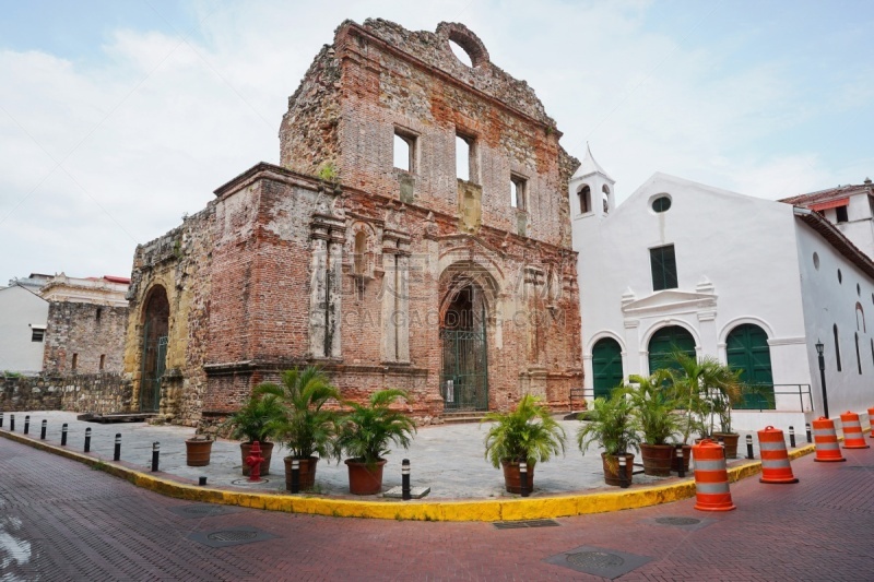 巴拿马城,女修道院,圣多明各 ,casco viejo,巴拿马,殖民地式,中美洲,教堂,水平画幅,无人