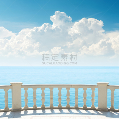 阳台,海洋,云,在上面,水,天空,度假胜地,艺术,无人,古典式