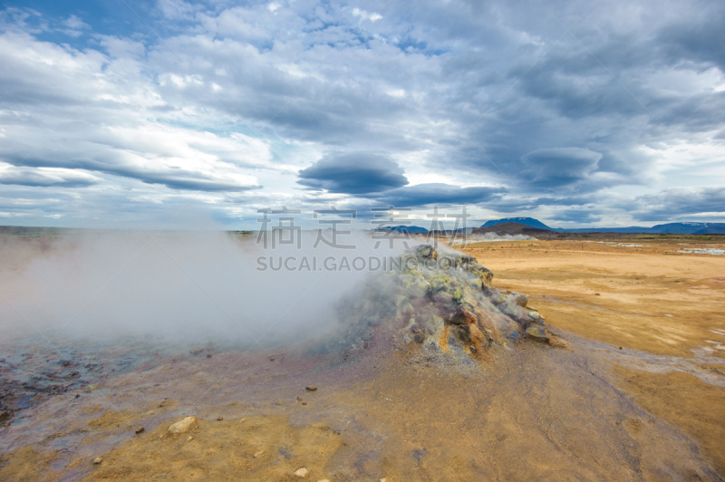 hverir地热区,冰岛国,温泉,喷硫火山口,波佐利,mud pot,喷气孔,硫磺,洞,酸