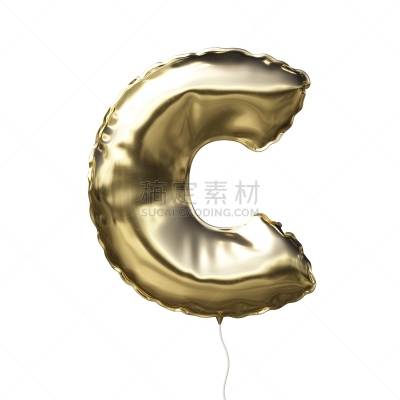 充气品,黄金,英文字母c,分离着色,热气球,白色背景,黄色,闪亮的,背景,图像