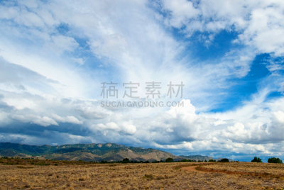 云,宏伟,天空,三笛亚山脉,圣达菲,新墨西哥,云景,山脊,色彩鲜艳,沙漠