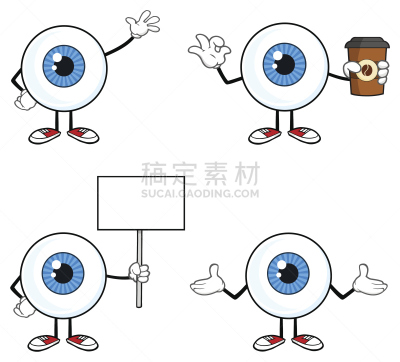 眼球,卡通,吉祥物,蓝色,数字2,男人,性格,视网膜,虹膜,视力