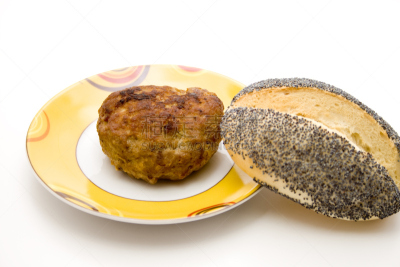 盘子,烤的,滚筒除臭剂,肉末,饮食,早餐,水平画幅,无人,膳食,白色背景