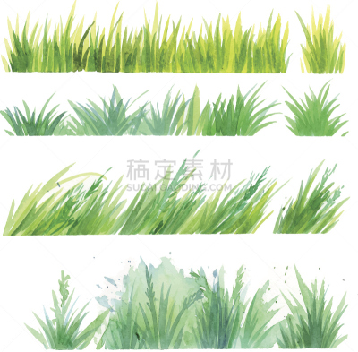 草,矢量,水彩画,草地,水彩画颜料,草坪,自然,艺术,水平画幅,绿色