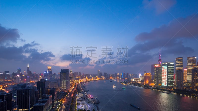 夜晚,上海,水平画幅,无人,黄浦江,户外,浦东,金茂大厦,都市风景,国际著名景点