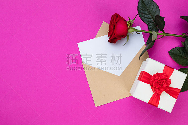贺卡,信封,空白的,玫瑰,浪漫,红色,包装纸,留白,蝴蝶结,看风景