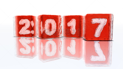 新年前夕,2017年,数字2,数字7,数字0,冰块,不平坦的,冰晶,半透明,数字1
