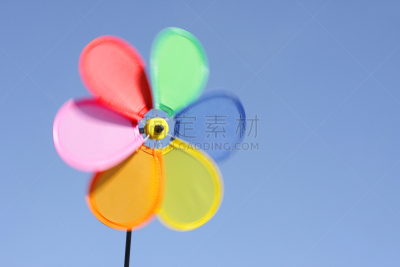 转动的风车,天空,通风设备,水平画幅,无人,蓝色,夏天,特写,彩色图片,儿童