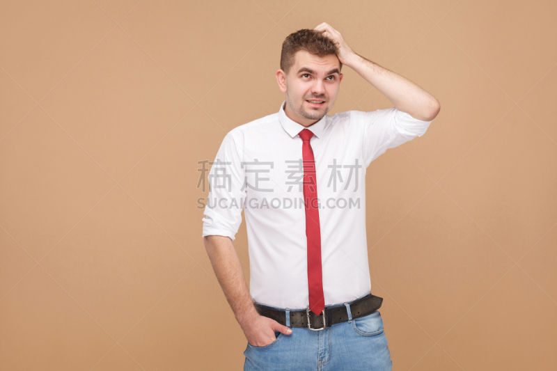 经理,青年人,留白,智慧,男商人,男性,仅男人,仅成年人,衬衫,信心