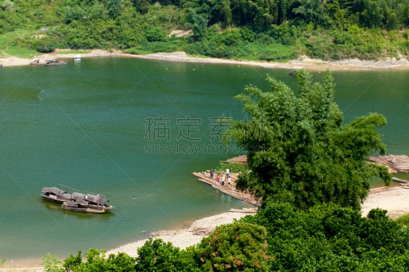 阳朔,桂林,中国南部,风景,河流,拍摄场景,宁静,旅游目的地,水平画幅,绿色