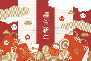 绘画插图,欧洲赤松,新年,日本,春节,和服,新年前夕,2017年,背景,仅一朵花