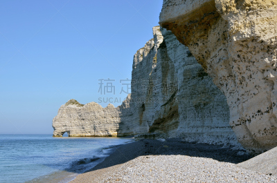 诺曼底埃特塔尔海滩,法国,悬崖,名声,上诺曼底,度假胜地,水平画幅,无人,石灰石,英吉利海峡