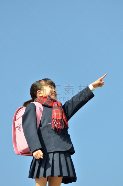 日式书包,粉色,日本人,女孩,垂直画幅,留白,幸福,仅日本人,日本,儿童