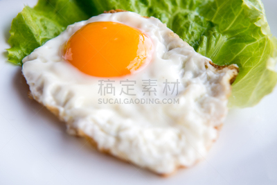 煎蛋,留白,水平画幅,无人,特写,完美,莴苣,蛋黄,新生活,卵