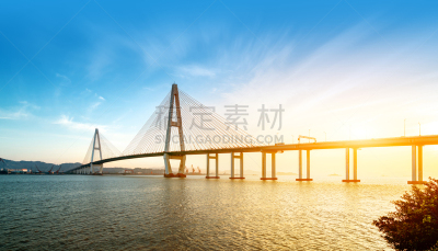 黄昏,海洋,地形,在上面,桥式,汕头,海港,交通,曙暮光,现代