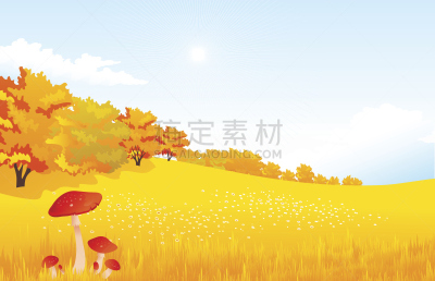 草地,秋天,矢量,绘画插图,地形,森林,活力,农业,十月,云景