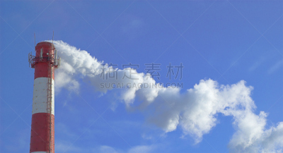 天空,蓝色,工厂,烟,管道,温室气体,垃圾,臭氧层,水平画幅,有毒生物体