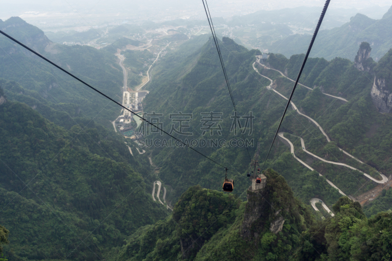 蜿蜒,天门山,马歇尔爱普尔怀特,张家界,山路,空中缆车,美,水平画幅,户外,山