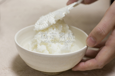 白米,女人,早餐,水平画幅,米,仅日本人,日本,电饭锅,手